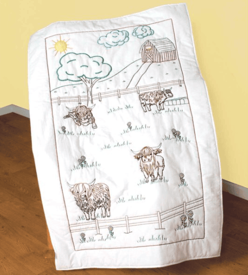Jack Dempsey Lap Quilt Top Highland Cows #940-744