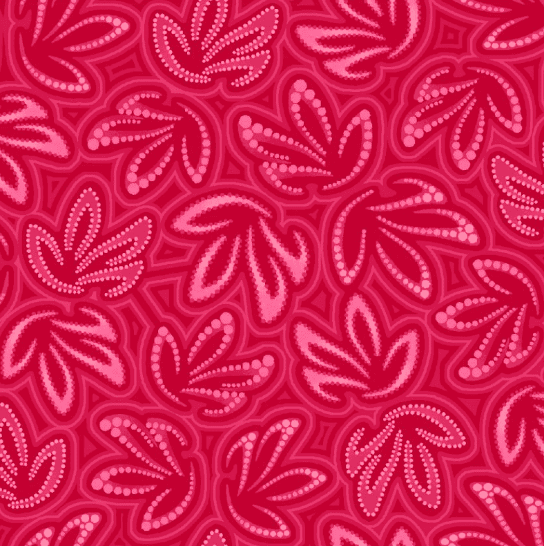 Oasis Fabric Pannotia Tonal Leaves # OA595682 Red